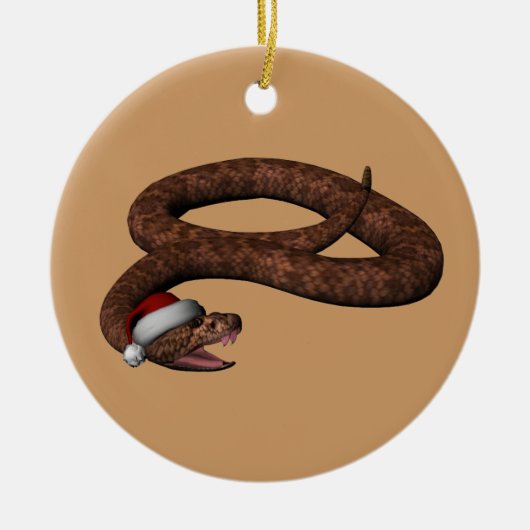 Rattlesnake met Santa Hat Keramisch Ornament (Voorkant)