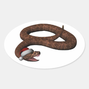 Rattlesnake met Santa Hat Ovale Sticker