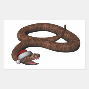 Rattlesnake met Santa Hat Rechthoekige Sticker