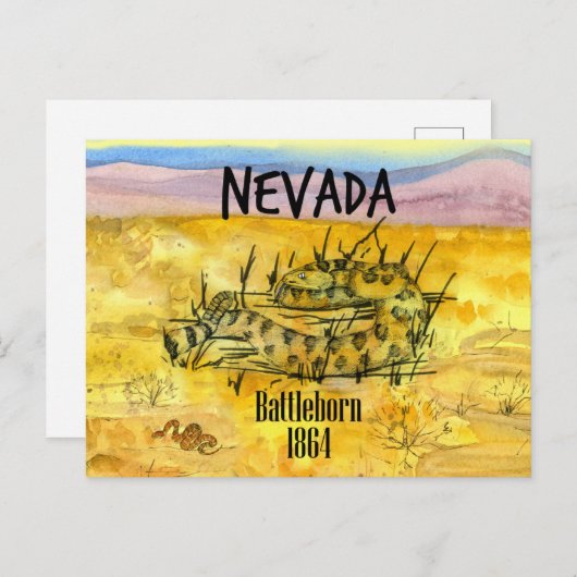 Rattlesnake Nevada Battleborn 1864 Desert Hills Briefkaart (Voorkant / Achterkant)