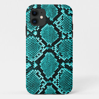 Rattlesnake Snake Skin Leather Faux blue iPhone 11 Hoesje