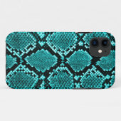 Rattlesnake Snake Skin Leather Faux blue Case-Mate iPhone Case (Achterkant (horizontaal))