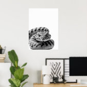 Rattlesnake Woodland Modern Portret zwart wit Poster (Thuiskantoor)