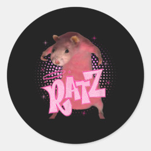 Ratz Fun Pink Mouse Rat Meme Mannen Vrouwen Hallow Ronde Sticker