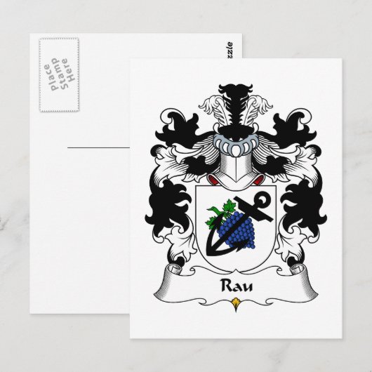 Rau Family Crest Briefkaart (Voorkant / Achterkant)