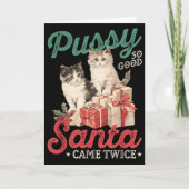 Raunchy Christmas Cat Graphic Funny Gag Prank Humo Kaart (Voorkant)