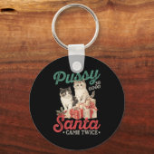 Raunchy Christmas Cat Graphic Funny Gag Prank Humo Sleutelhanger (Voorkant)