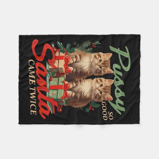 Raunchy Christmas Cat Naughty Funny Gag Prank Humo Fleece Deken (Voorkant (Horizontaal))