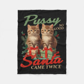 Raunchy Christmas Cat Naughty Funny Gag Prank Humo Fleece Deken (Voorkant)
