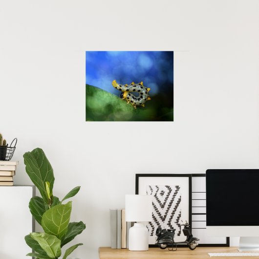 Raupe der breitfüßigen Birkenblattwespe Poster (Thuiskantoor)