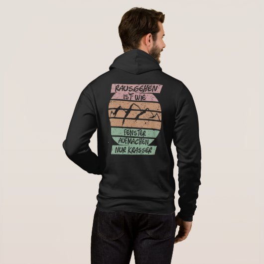 Rausgehen ist krasser, Sonnenuntergang, Berge  Hoodie (Achterkant volledig)