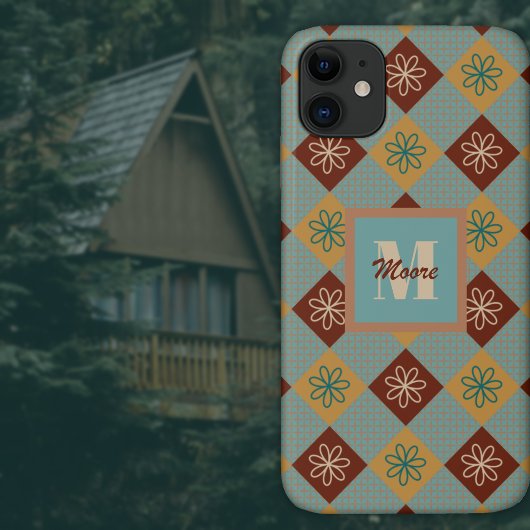 Raustic Floral Geometric Gingham-Fading Sun Palett Case-Mate iPhone Case
