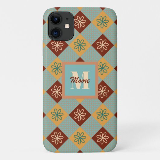 Raustic Floral Geometric Gingham-Fading Sun Palett Case-Mate iPhone Case (Achterkant)