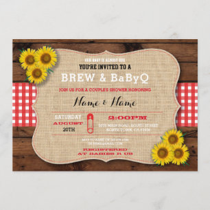 Rauw en BABYQ Red Baby shower Burlap Sunflower Kaart