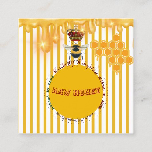 rauw honingetiket zo mooi vierkante visitekaartje (Voorkant)