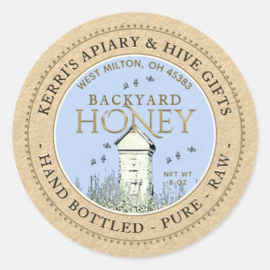 Rauw Kraft, achtertuin Hives Honey Label Hand Bott