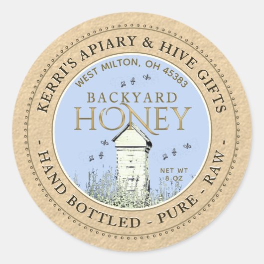 Rauw Kraft, achtertuin Hives Honey Label Hand Bott (Voorkant)