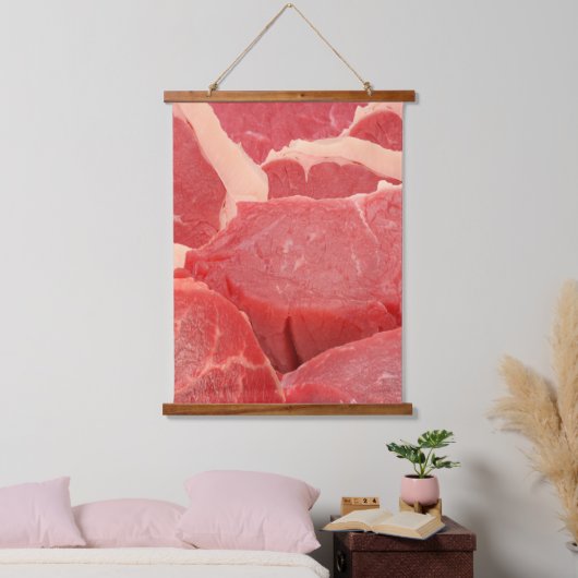 Rauw rundvlees hangend wandkleed (Slaapkamer)