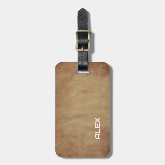 Rauw verweerd papier – Rustiek textuurpatroon Bagagelabel (Voorkant verticaal)