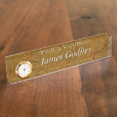 Rauwe Bronze Gold Distressed Rock Oppervlakte Text Naambordje (Zijkant)