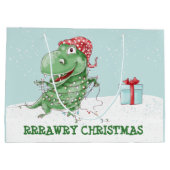 Rauwe Kerstmis Dinosaurus Vakantie Groot Cadeauzakje (Achterkant)