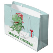 Rauwe Kerstmis Dinosaurus Vakantie Groot Cadeauzakje (Achterkant Gekanteld)