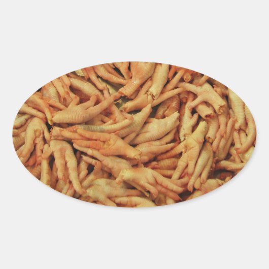 Rauwe kippenfeet ovale sticker (Voorkant)