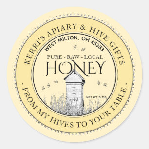 Rauwe lokale honing van mijn bijenkorven naar je t ronde sticker