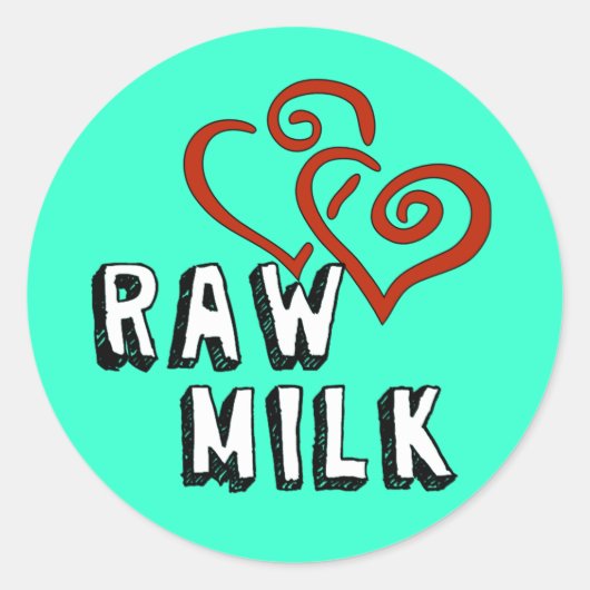 Rauwe melk liefde ronde sticker (Voorkant)