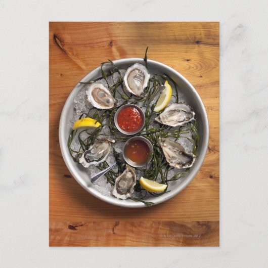 Rauwe oesters gerangschikt briefkaart (Voorkant)