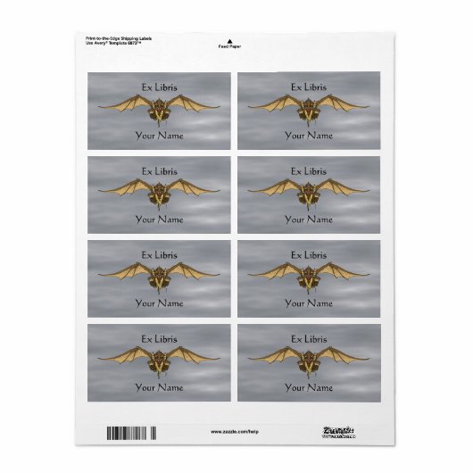 Ravaging Dragoness Bookplaat Etiket (Full Sheet)