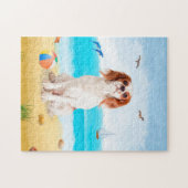 Ravalier Koning Hond Op Strand Legpuzzel (Horizontaal)