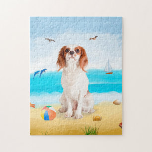Ravalier Koning Hond Op Strand Legpuzzel