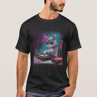 Rave Cat EDM Kitten DJ Cat Tech House Muziek Hoofd T-shirt