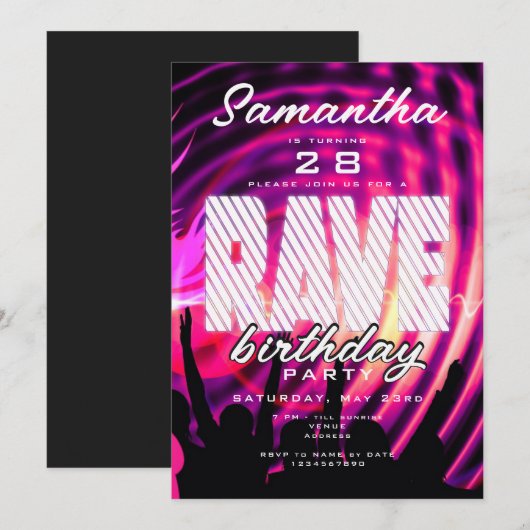 Rave EDM Clubbing Techno Muziek Verjaardagsfeest Kaart (Voorkant / Achterkant)