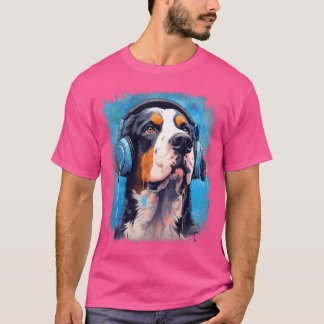 Rave Edm Greater Swiss Mountain Dog Hoofdtelefoon T-shirt