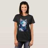 Rave EDM Manx Kat Hoofdtelefoon T-shirt (Voorkant volledig)