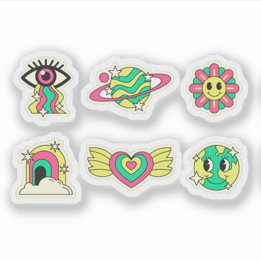 Rave-feest sticker set (Voorkant)