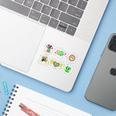 Rave-feest sticker set (Laptop met iPhone)