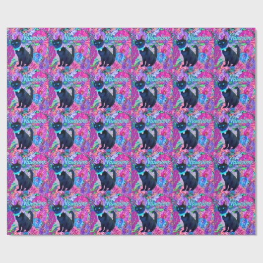 Rave Kat! Bloemen en Kat! Cadeaupapier (Vlak)