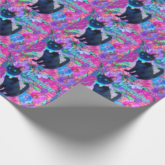 Rave Kat! Bloemen en Kat! Cadeaupapier (Hoek)