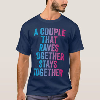 Rave-koppel bijpassende EDM-dansmuziek Festivalrip T-shirt