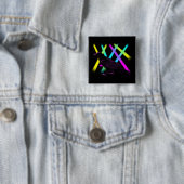 Rave-n Vierkante Button 5,1 Cm (In situ)