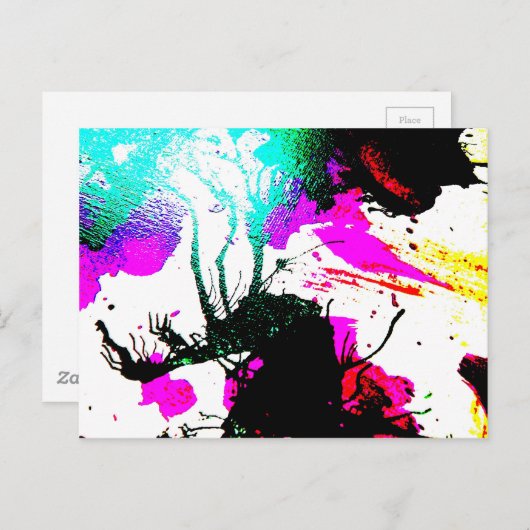 Rave neon party abstract briefkaart (Voorkant / Achterkant)