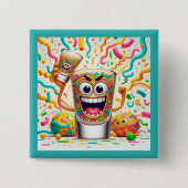 Rave Party Shotglas – levendige pret Vierkante Button 5,1 Cm (Voorkant)