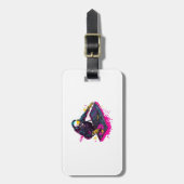 Rave Schedel � EDM Feest Skelet DJ Bagagelabel (Voorkant verticaal)