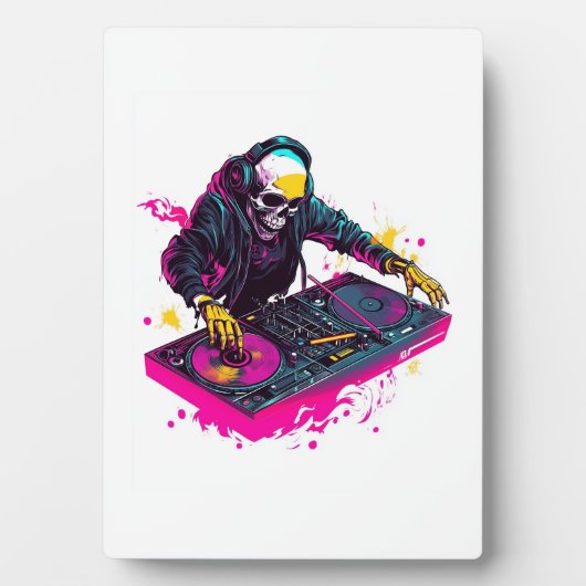 Rave Schedel � EDM Feest Skelet DJ Fotoplaat (voorkant)