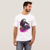 Rave Schedel � EDM Feest Skelet DJ T-shirt (Voorkant volledig)