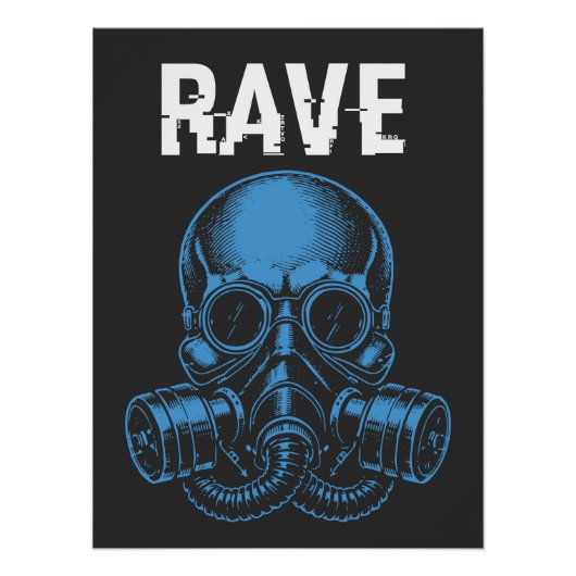Rave Schedel Gas Masker Perfect Poster (Voorkant)