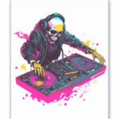 Rave Skull beroemd gemaakt door EDM Party Skeleton Sticker (Voorkant)